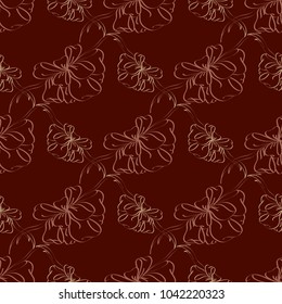 Seamless pattern with hand drawn bow-tie. Detailed sketch of holiday symbol. Useful for background, fabric or paper.