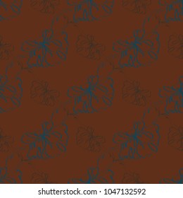 Seamless pattern with hand drawn bow-tie. Detailed sketch of holiday symbol. Useful for background, fabric or paper.