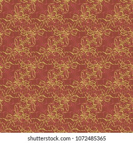 Seamless pattern with hand drawn bow-tie. Detailed sketch of holiday symbol. Useful for background, fabric or paper.