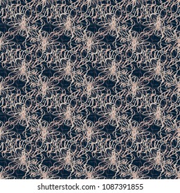 Seamless pattern with hand drawn bow-tie. Detailed sketch of holiday symbol. Useful for background, fabric or paper.