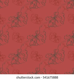 Seamless pattern with hand drawn bow-tie. Detailed sketch of holiday symbol. Useful for background, fabric or paper.