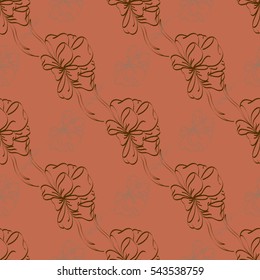 Seamless pattern with hand drawn bow-tie. Detailed sketch of holiday symbol. Useful for background, fabric or paper.