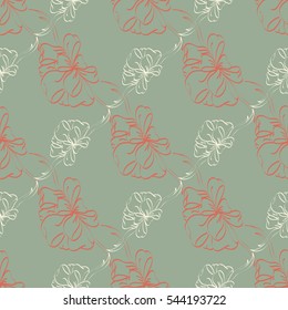 Seamless pattern with hand drawn bow-tie. Detailed sketch of holiday symbol. Useful for background, fabric or paper.