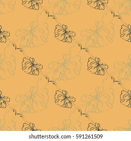 Seamless pattern with hand drawn bow-tie. Detailed sketch of holiday symbol. Useful for background, fabric or paper.