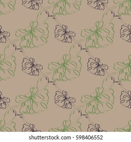 Seamless pattern with hand drawn bow-tie. Detailed sketch of holiday symbol. Useful for background, fabric or paper.