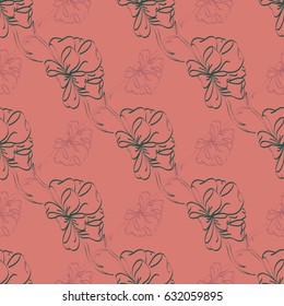 Seamless pattern with hand drawn bow-tie. Detailed sketch of holiday symbol. Useful for background, fabric or paper.