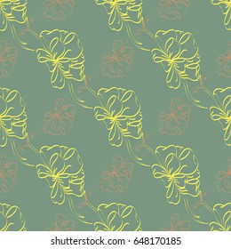 Seamless pattern with hand drawn bow-tie. Detailed sketch of holiday symbol. Useful for background, fabric or paper.