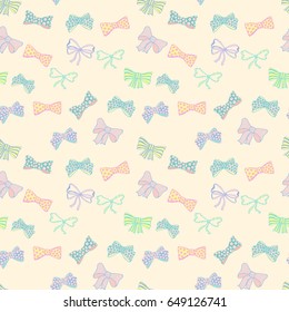 Seamless pattern with hand drawn bow-tie. Doodles vector fashion illustration.