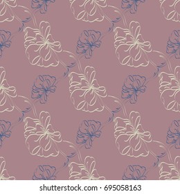 Seamless pattern with hand drawn bow-tie. Detailed sketch of holiday symbol. Useful for background, fabric or paper.