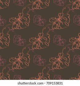 Seamless pattern with hand drawn bow-tie. Detailed sketch of holiday symbol. Useful for background, fabric or paper.
