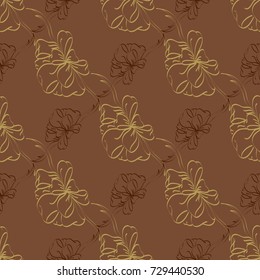 Seamless pattern with hand drawn bow-tie. Detailed sketch of holiday symbol. Useful for background, fabric or paper.