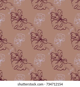 Seamless pattern with hand drawn bow-tie. Detailed sketch of holiday symbol. Useful for background, fabric or paper.