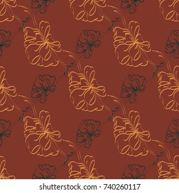 Seamless pattern with hand drawn bow-tie. Detailed sketch of holiday symbol. Useful for background, fabric or paper.