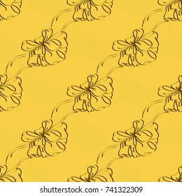Seamless pattern with hand drawn bow-tie. Detailed sketch of holiday symbol. Useful for background, fabric or paper.