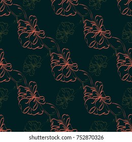 Seamless pattern with hand drawn bow-tie. Detailed sketch of holiday symbol. Useful for background, fabric or paper.