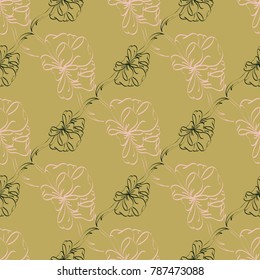Seamless pattern with hand drawn bow-tie. Detailed sketch of holiday symbol. Useful for background, fabric or paper.