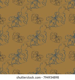 Seamless pattern with hand drawn bow-tie. Detailed sketch of holiday symbol. Useful for background, fabric or paper.