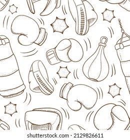 Seamless Pattern of Hand drawn Boxing Equipments