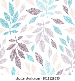 Seamless pattern with hand drawn branches. Eco background.
