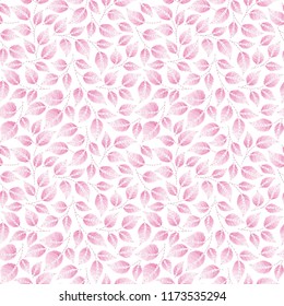 Seamless pattern with hand drawn branches. Cute decoration for home decor. Embroidery stitches imitation.