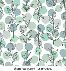 Seamless pattern with hand drawn branches.