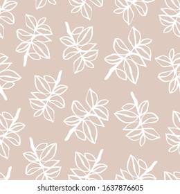 Seamless pattern with hand drawn branches.