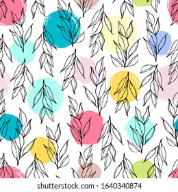 Seamless pattern with hand drawn branches.