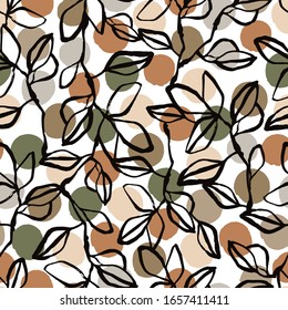 Seamless pattern with hand drawn branches.