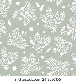 Seamless pattern with hand drawn branches.