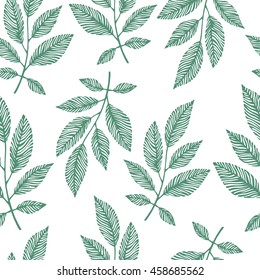 Seamless pattern with hand drawn branches. Eco background.