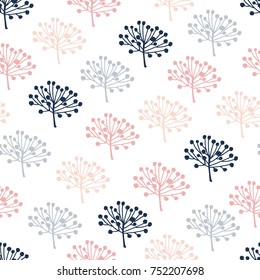 Seamless pattern with hand drawn branches and berries.