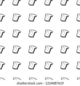 Seamless pattern hand drawn bread. Doodle black sketch. Sign symbol. Decoration element. Isolated on white background. Flat design. Vector illustration.
