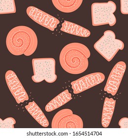 seamless pattern with hand drawn bread. creative food designs for fabric, wrapping, wallpaper, textile, apparel. vector illustration