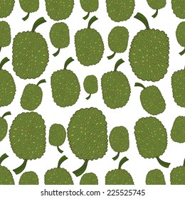 Seamless pattern with hand drawn bread tree fruits on white background. Clipping mask is used, vector illustration. 
