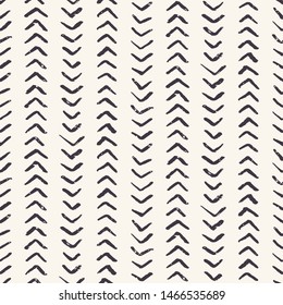Seamless pattern. Hand drawn broken herringbone stitch background. Monochrome textured brush stroke black white all overprint swatch