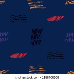 Seamless pattern hand drawn with a brush strokes. Abstract paint brushstrokes vector illustration. Grunge background. Good for web, print, textile and wrapping paper.