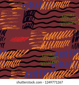 Seamless pattern hand drawn with a brush strokes. Abstract paint brushstrokes vector illustration. Grunge background. Good for web, print, textile and wrapping paper.