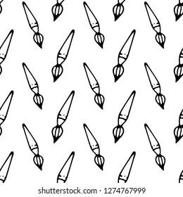 Seamless pattern Hand drawn brush doodle. Sketch Back to school, icon. Decoration element. Isolated on white background. Vector illustration.