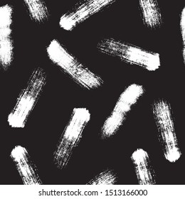 Seamless Pattern of hand drawn brush strokes, spots and splashes, ink and paint textures design elements. Black and White textured grungy blots cover, backdrop. Fashion Vector Illustration