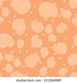 Seamless pattern with hand drawn brush strokes and dots. Creative beautiful header background. Bright colorful artworks. Collage with textured doodle shapes.