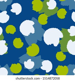 Seamless pattern with hand drawn brush strokes and dots. Creative beautiful header background. Bright colorful artworks. Collage with textured doodle shapes.