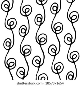 Seamless pattern with hand drawn brush strokes. Ink illustration. Isolated on white background. Hand drawn black elements.