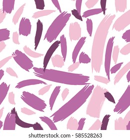 Seamless pattern hand drawn with a brush on a white background. Abstract violet strokes.
