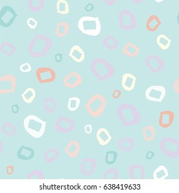 Seamless pattern with hand drawn brush strokes. Colorful pattern with abstract circles for wrapping paper, fabric or wallpapers. Minimalistic design with calligraphic brush.