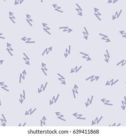 Seamless pattern with hand drawn brush strokes. Pattern with abstract lightnings for wrapping paper, fabric or wallpapers. Minimalistic design with calligraphic brush.