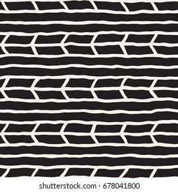 Seamless pattern with hand drawn brush strokes. Ink doodle grunge illustration. Geometric monochrome vector pattern.