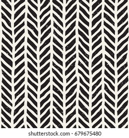 Seamless pattern with hand drawn brush strokes. Ink doodle grunge illustration. Geometric monochrome vector pattern.