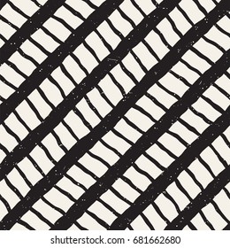 Seamless pattern hand drawn brush strokes. Ink doodle grunge illustration. Geometric monochrome vector pattern.