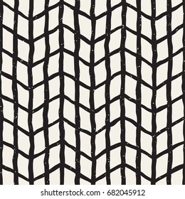Seamless pattern hand drawn brush strokes. Ink doodle grunge illustration. Geometric monochrome vector pattern.