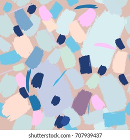 Seamless pattern hand drawn with a brush. Abstract brushstrokes. Pattern on beige background.